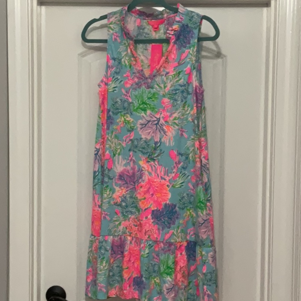 Lilly Pulitzer Floral Midi Dress - Pink, Green, Blue